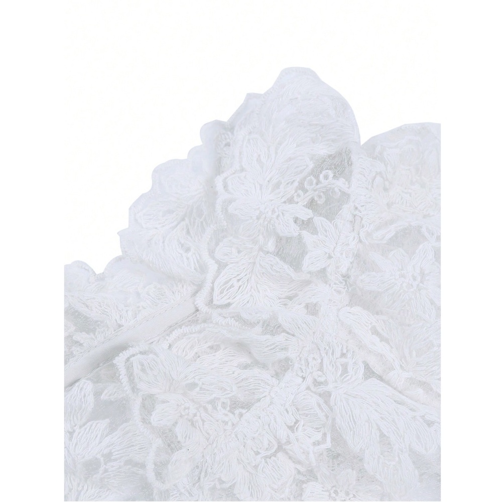 Rouge! White Floral Lace Button-Down Shirt - Picture 10 of 12